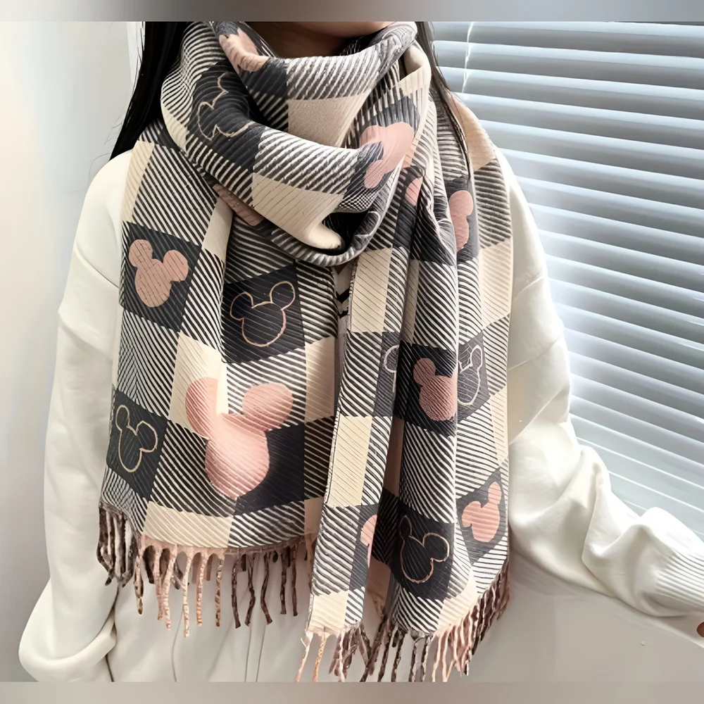 Adorable super soft Mickey Mouse scarves, 13" x 78". **brown & pink available - Picture 5 of 7